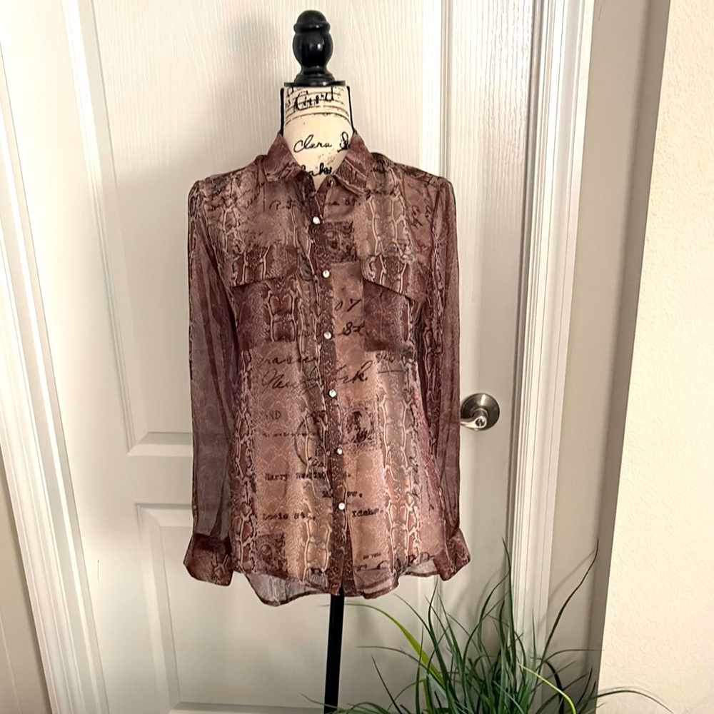 B L V D Collection Sheer Snake Print Blouse. NWOT